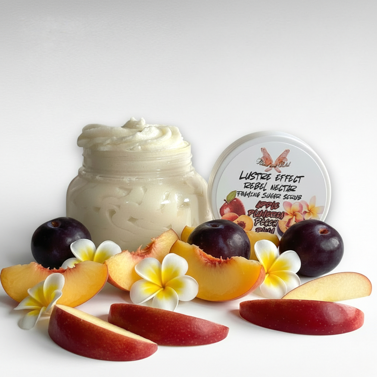 Rebel Nectar Foaming Sugar Scrub - Peach, Apple, Plumeria, and Plum