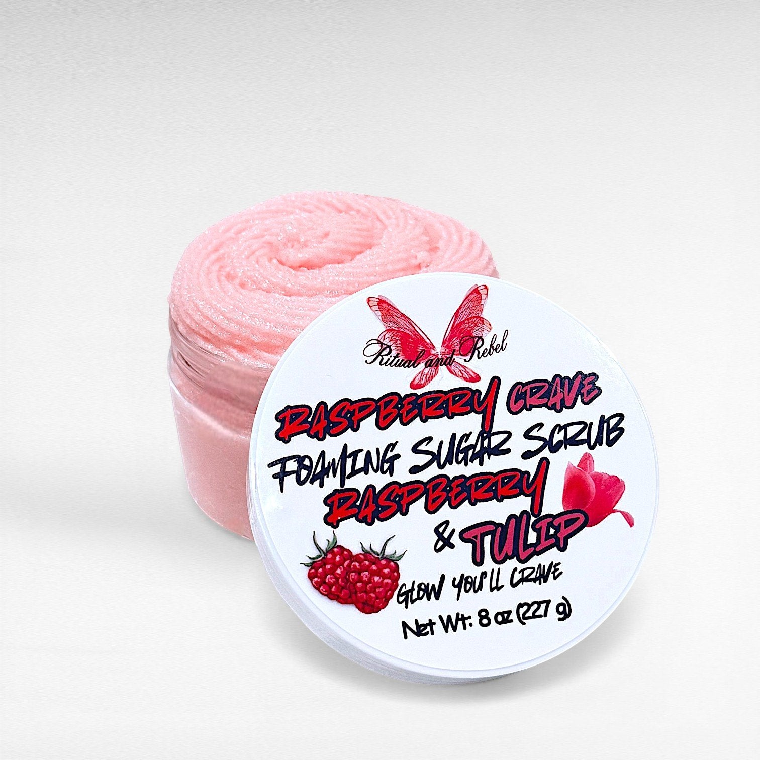 Raspberry Crave Foaming Sugar Scrub - Raspberry & Tulip