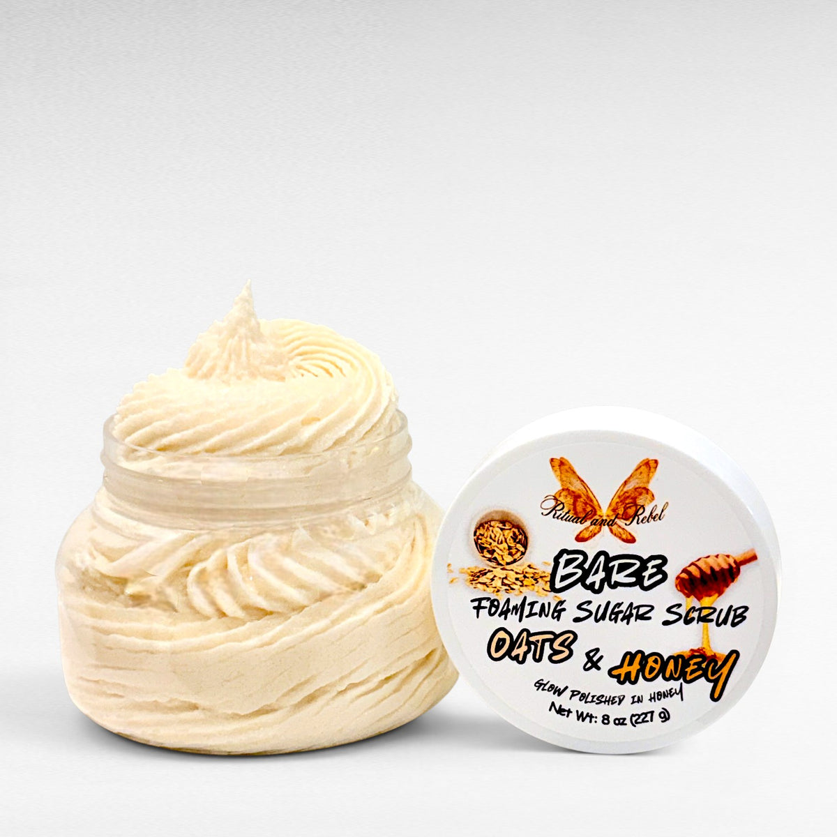 Bare Oats & Honey Foaming Sugar Scrub - Oats, Honey, and Roman Chamomile