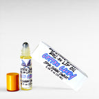 Electric Sugar cotton candy roll-on lip oil by Ritual and Rebel with glossy pink candy-inspired aesthetic on a white background with white logo product box and bamboo wood top