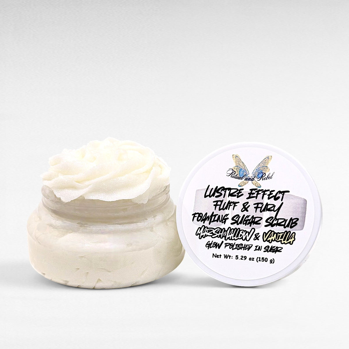 Fluff & Fury Foaming Sugar Scrub - Marshmallow & Vanilla Bean