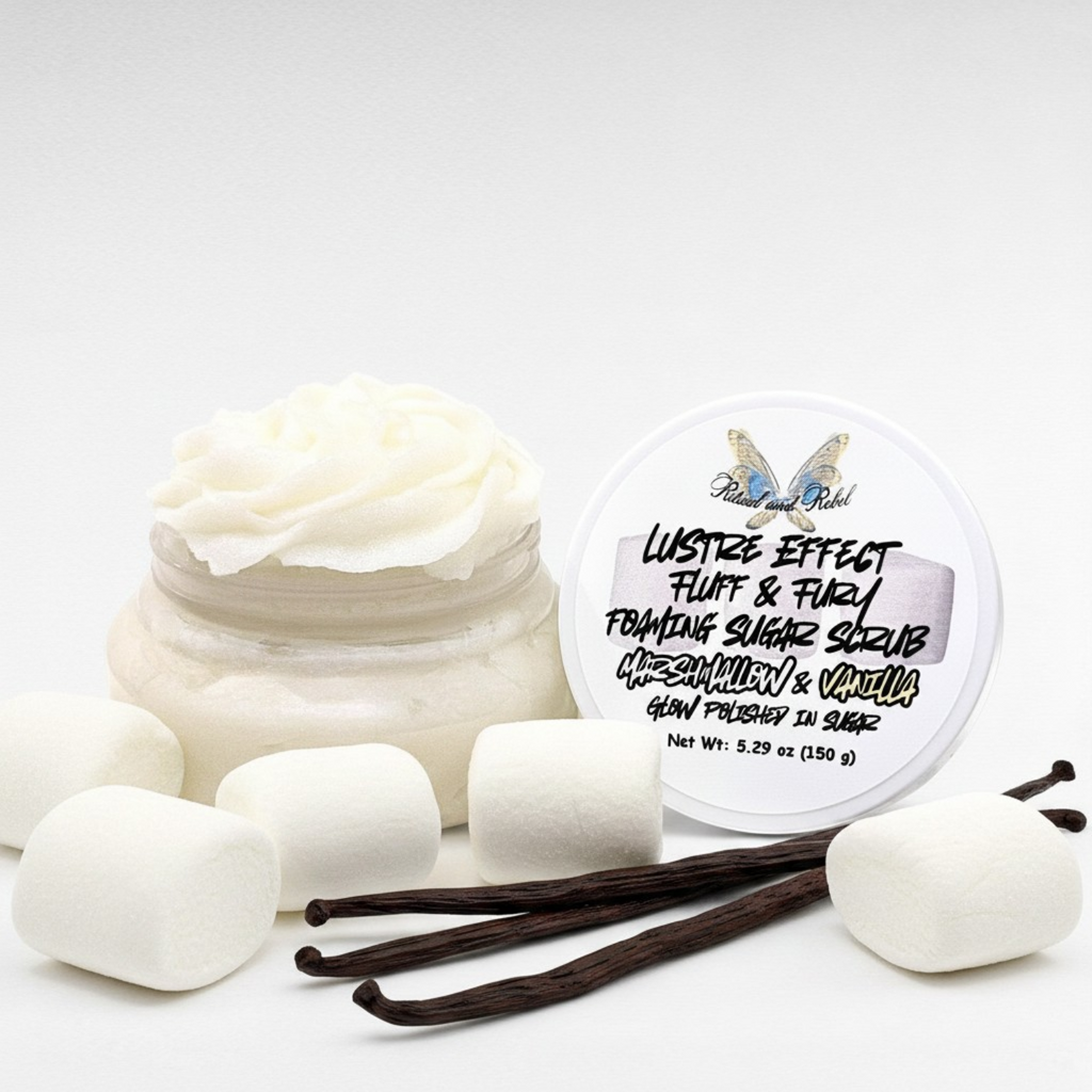 Fluff & Fury Foaming Sugar Scrub - Marshmallow & Vanilla Bean