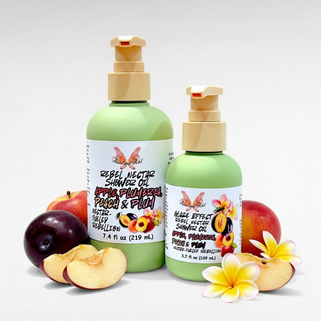 Rebel Nectar Shower Oil - Peach, Red Apple, Plumeria, Plum Nectar