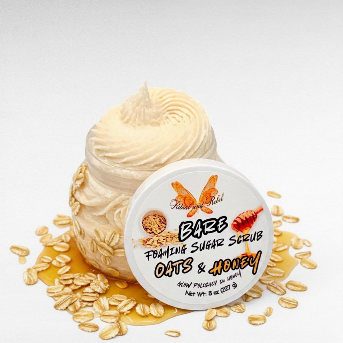Bare Oats & Honey Foaming Sugar Scrub - Oats, Honey, and Roman Chamomile
