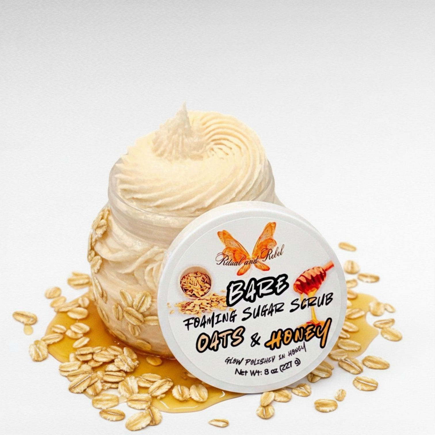 Bare Oats & Honey Foaming Sugar Scrub - Oats, Honey, and Roman Chamomile