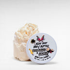 Island Riot Body Butter by Ritual and Rebel Pina Colada and Coconut beige body butter in clear plastic jar with white lid 1.40 oz