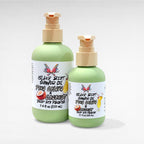 Island Riot Shower Oil by Ritual and Rebel Pina Colada and Coconut scented in green bottles with pumps 7.4 and 3.7 fl oz