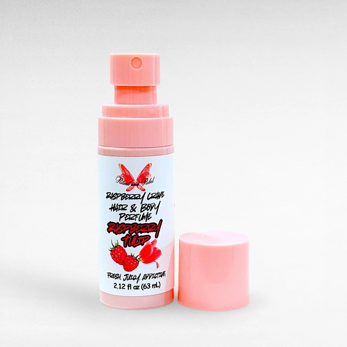 Raspberry Crave Hair & Body Perfume by Ritual and Rebel pink spray bottle 2.12 fl oz 