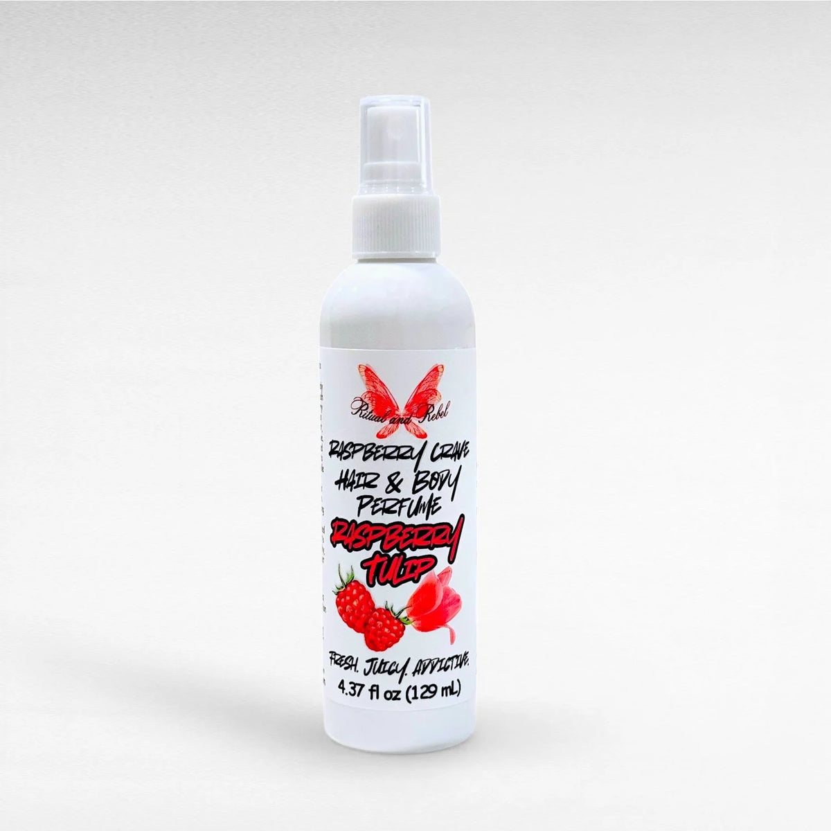 Raspberry Crave Hair & Body Perfume y Ritual and Rebel 4.37 fl oz white plastic spray bottle 