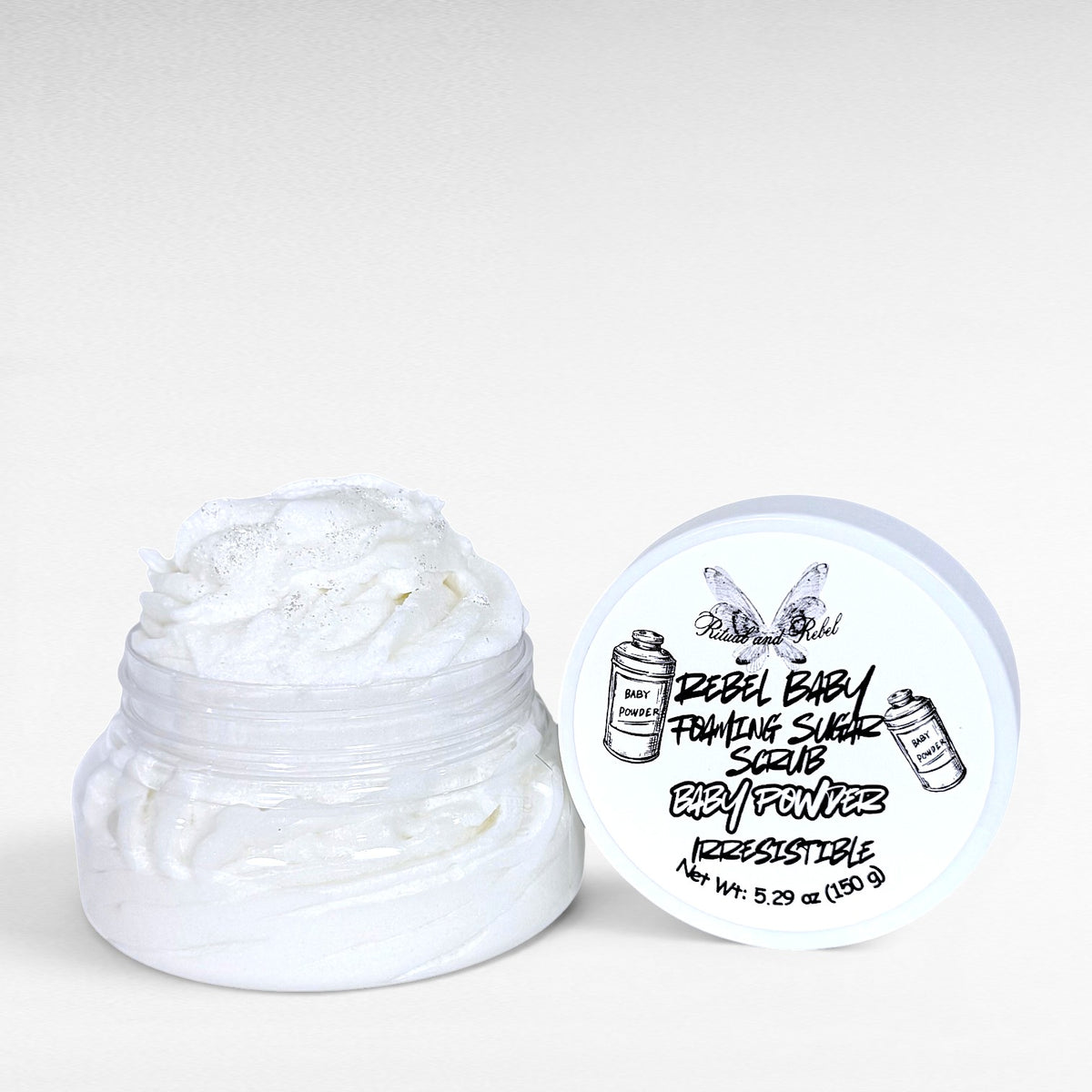 Rebel Baby Foaming Sugar Scrub - Baby Powder