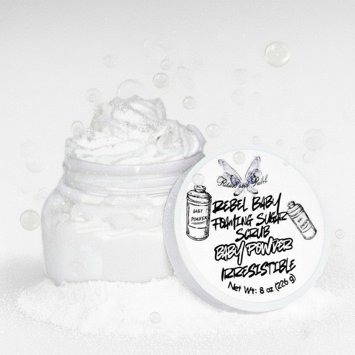 Rebel Baby Foaming Sugar Scrub - Baby Powder