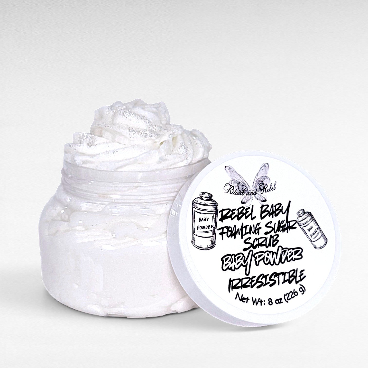 Rebel Baby Foaming Sugar Scrub - Baby Powder