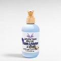 Ritual and Rebel Lavender Fever body oil in a light blue pump bottle with Dutch lavender and vanilla scent label.
