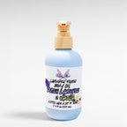 Ritual and Rebel Lavender Fever body oil in a light blue pump bottle with Dutch lavender and vanilla scent label.