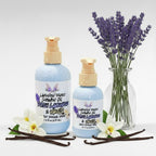 Ritual and Rebel Lavender Fever Shower Oil bottles with Dutch lavender and vanilla accents on a white background.