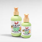 Ritual and Rebel Lei Me Later Shower Oil in two sizes with light green bottles and tropical themed labels