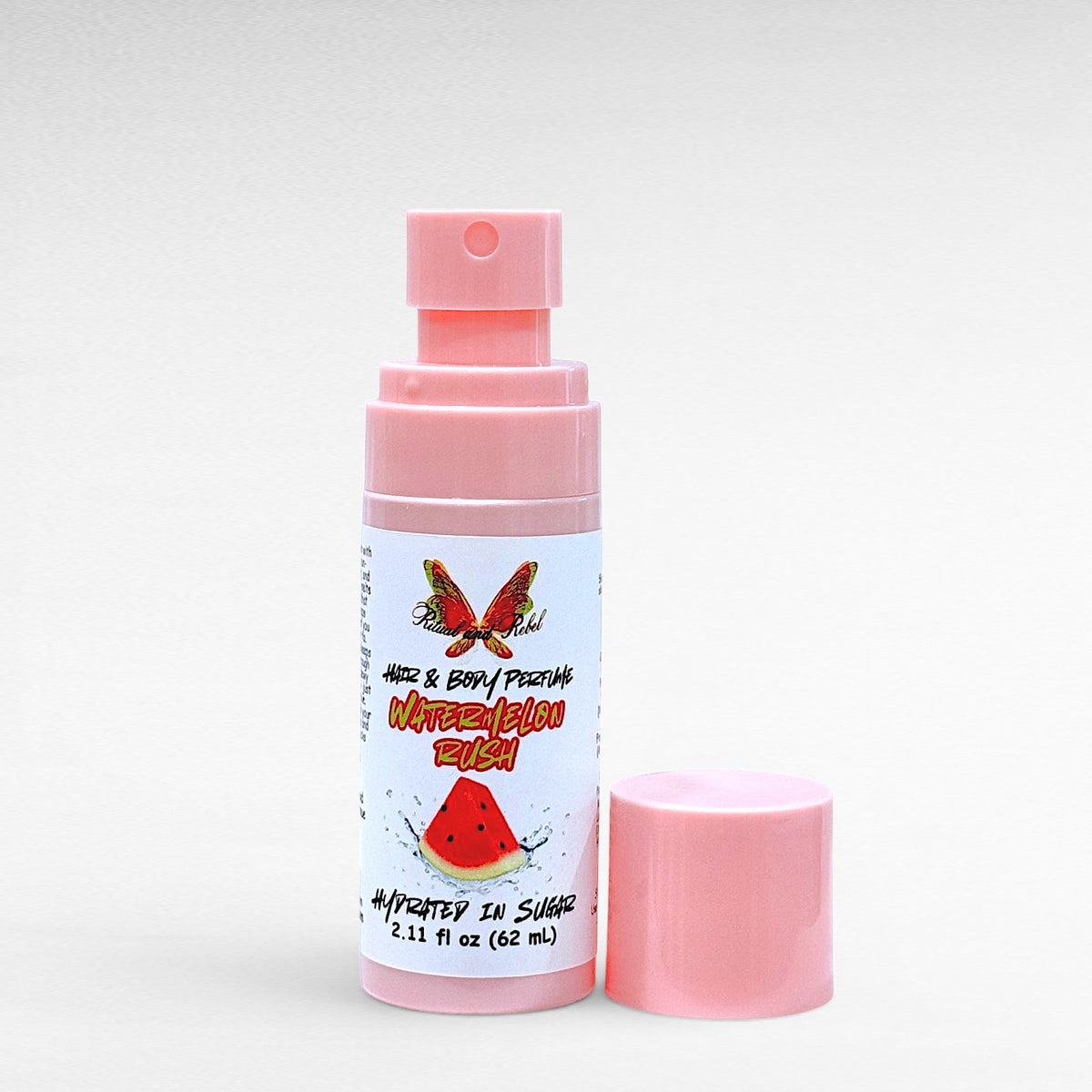 Watermelon Rush Hair & Body Perfume by Ritual and Rebel 2.11 fl oz pink spray bottle with pink cap